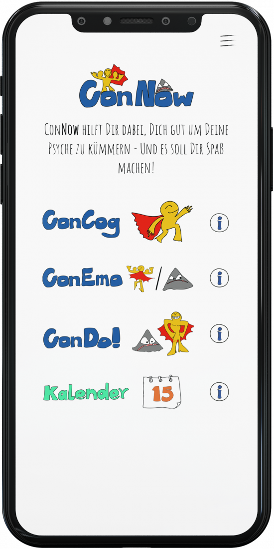 ConNow Beispieldarstellung der App auf einem Smartphone